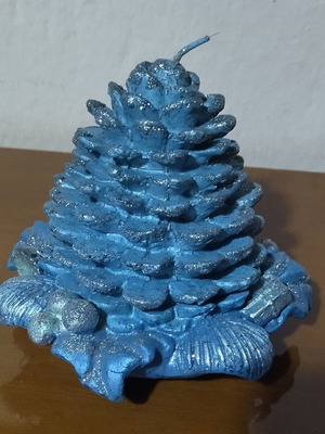 Christmas candle blue tree new