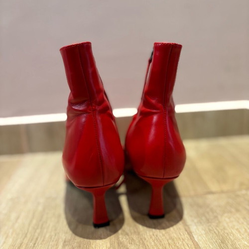 Zara leather kitten heels ankle boots like new, red, size 40