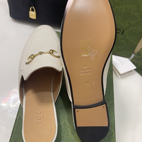 Gucci Princetown Horsebit Leather Mules Ivory EU 38 new