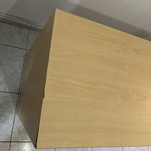 Desk with shelves used, beige color, sturdy hotel equipment
