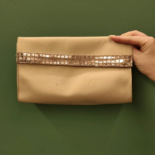 Christian Dior toiletry bag used, beige with iridescent decorations
