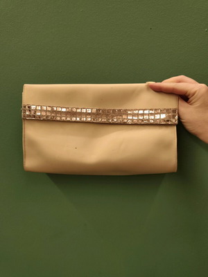Christian Dior toiletry bag used, beige with iridescent decorations