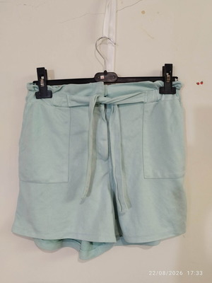 Jcl Paris high-waist cotton blend shorts, pastel mint green