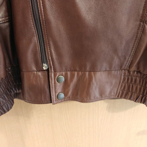 Men's brown leather jacket like new with zipper XL