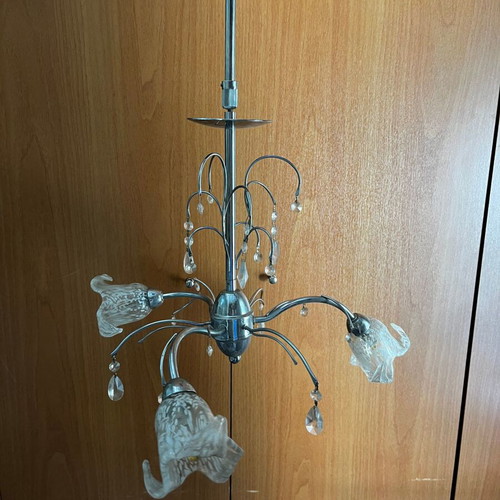 Ceiling light with 3 glass lamps, chrome finish