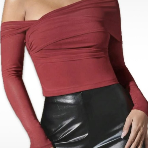 Mesh crop top Shein burgundy like new