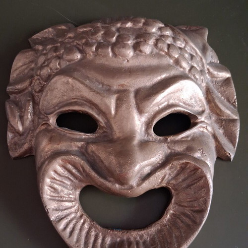 Solid Brass Theatrical Comedy Mask vintage from Greece