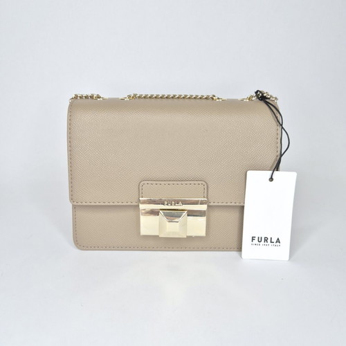 Furla Venere Mini Bag new, dark grey-beige leather crossbody