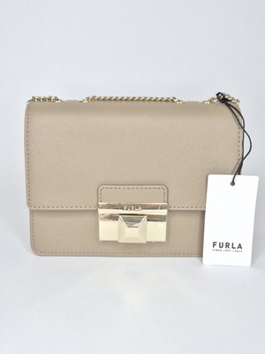 Furla Venere Mini Bag new, dark grey-beige leather crossbody