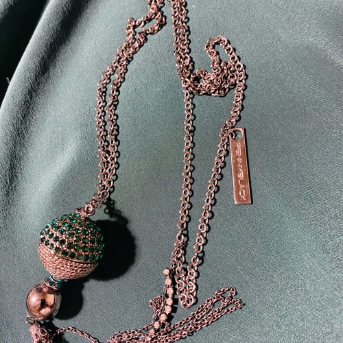 Pennyblack necklace like new with green stones and silver chain