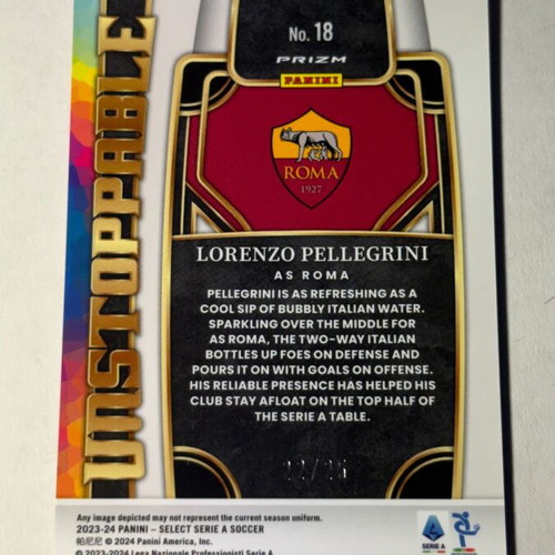 Lorenzo Pellegrini Unstoppable Prizm Select 2023-24 AS Roma card like new