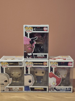 Συλλογή Funko Pop μεταχειρισμένη με Gollum και Hannibal σε κουτί