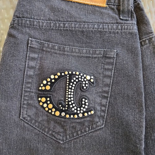 Vintage Just Cavalli jeans with rhinestone logo and coated effect IT 50