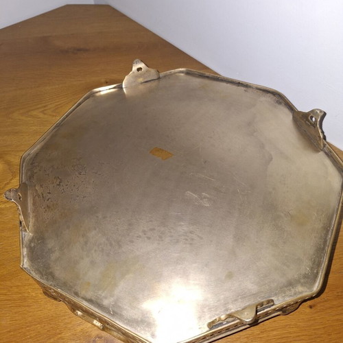 Silver-plated or bronze tray 1960-70s with aristocratic symbols