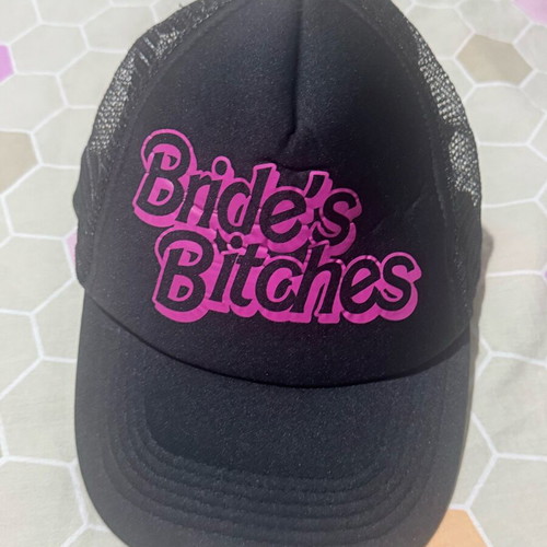 Hat new for bride's friend at bachelor party, black and pink