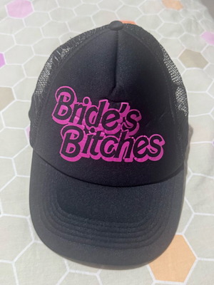 Hat new for bride's friend at bachelor party, black and pink