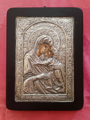 Silver (950) Byzantine Icon - Panagia Glykofilousa
