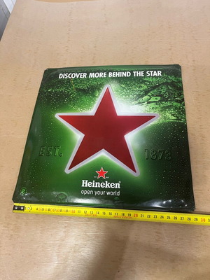 Heineken advertising sign used, metal 30x30 cm