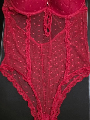 Abysse red one size bodysuit lingerie like new