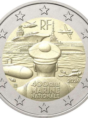 Франция 2 евро 2026 UNC монета в чест на 400 години военноморски флот