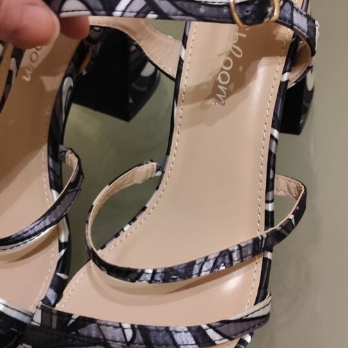 Colorful fabric sandals size 39, new, two-tone gray and black