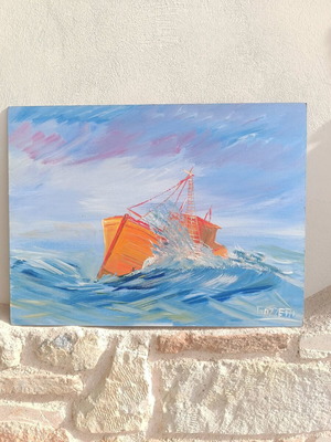 Guzzetti handmade seascape painting like new 60x45 cm