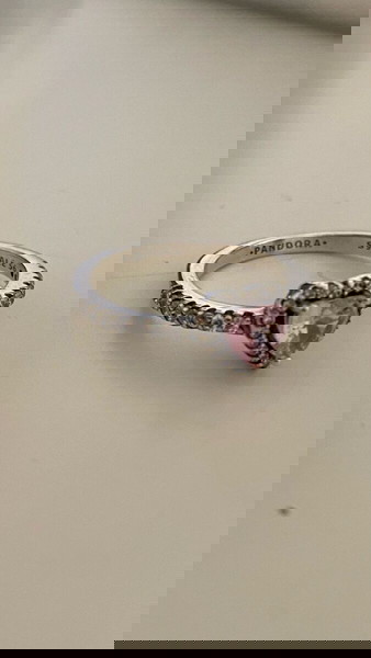 Pandora ασημενιο δαχτυλιδι ροζ καρδια