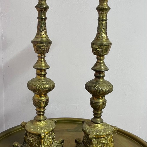 Brass candlesticks used, set of 2, solid