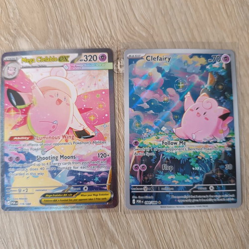 Clefairy and Mega Clefable Pokemon cards new