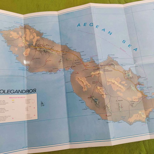 Pack of two vintage maps Folegandros and Koufonissia used