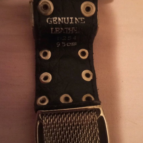 Metal belt used, length 110cm, black and silver