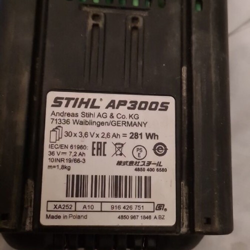 STIHL AP300S battery used, heavily crushed