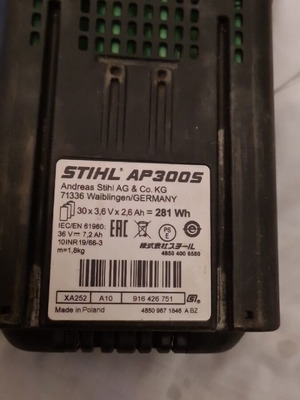 STIHL AP300S battery used, heavily crushed