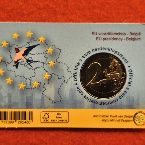 2 Euro Belgium Coin 2024 New in Official Collectible Coincard