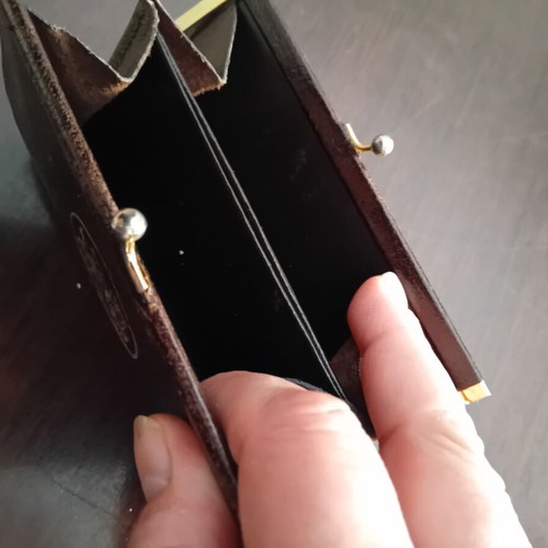 Leather vintage wallet used, brown English style