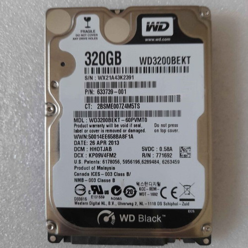 Western Digital 320GB 7,200rpm SATA2 2.5" used hard drive