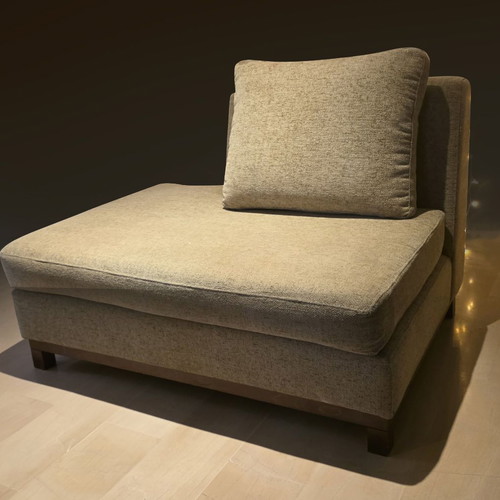 Chaise Longue beige used, 120x88cm with wooden base