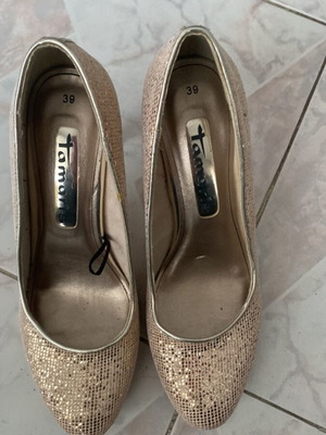 Tamaris gold glitter pumps like new, size 39