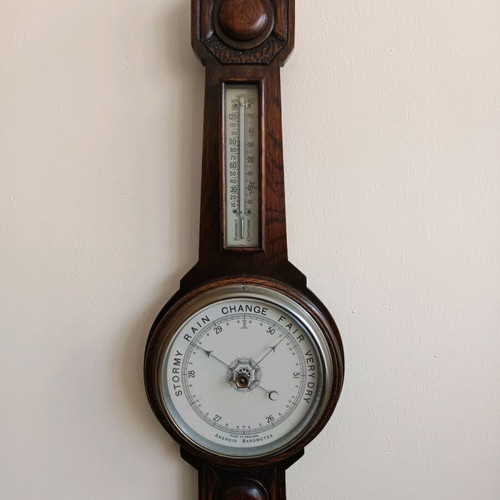 Antique barometer used, solid wood, 62x21 cm