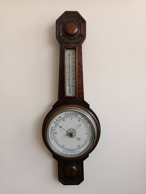 Antique barometer used, solid wood, 62x21 cm