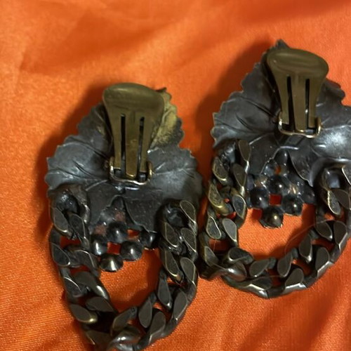 Handmade bronze earrings new with brilliant stones, retro style
