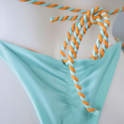 Bikini swimwear set new, blue with orange swirl, size M