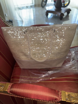 Beach bag new, beige and silver shoulder style