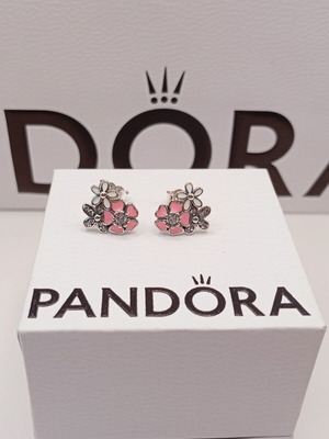 Pandora earrings new with pink and silver details