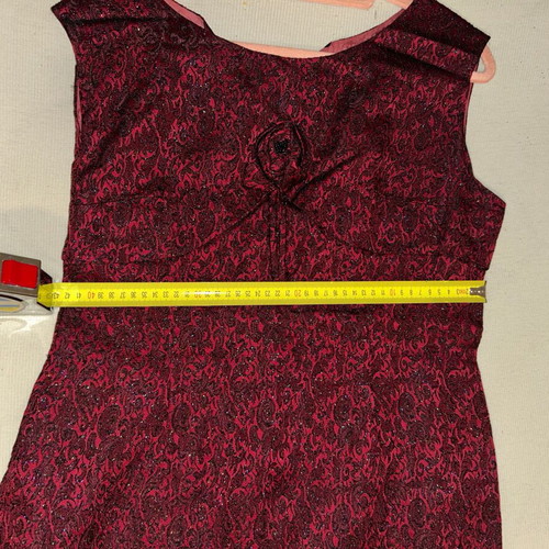 Vintage burgundy brocade lurex dress 60s/70s custom made