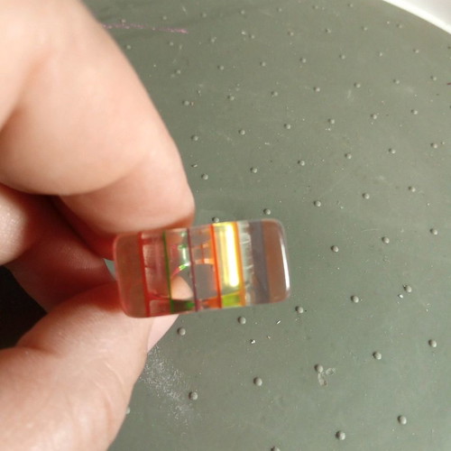 Plastic ring rainbow rectangular size 6.5/52/16.75 diameter
