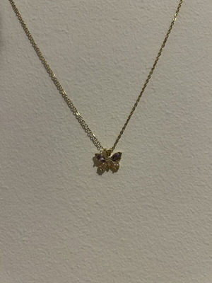 Butterfly necklace stainless steel with purple and pink crystals