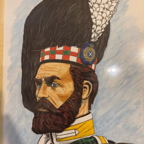 Painting British Soldier like new, made with watercolor pencils and markers