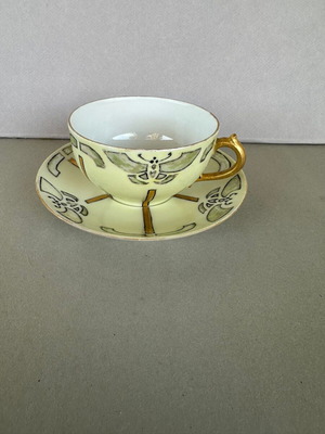 GDA Limoges φλιτζάνι και πιατάκι από πορσελάνη Art Nouveau, 1900-1915