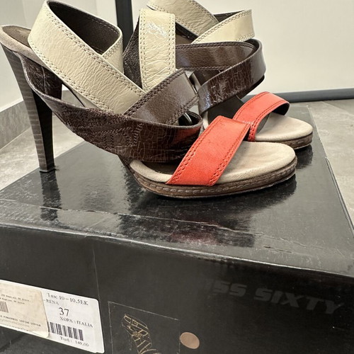 Miss Sixty high heel sandals used, size 37, beige and brown